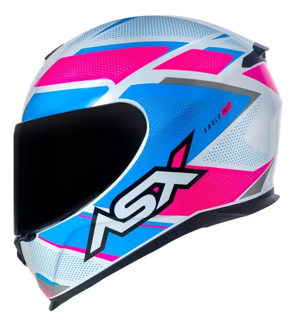 CAPACETE ASX EAGLE FAST BRILHO BRANCO/ROSA/AZUL-58