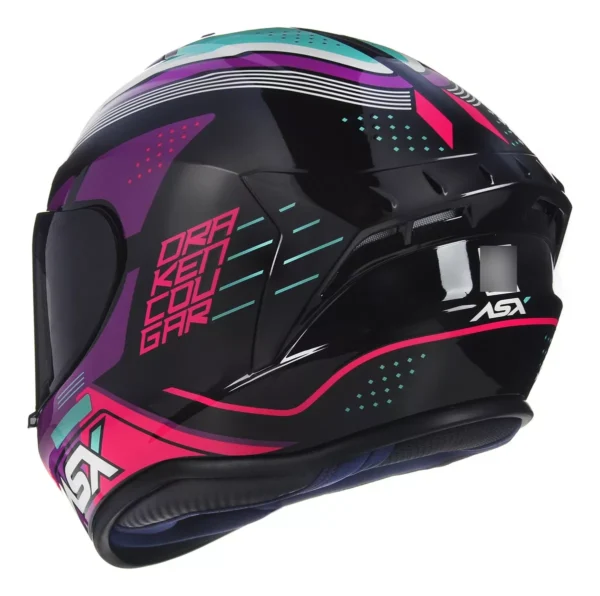 CAPACETE ASX DRAKEN COUGAR BRILHO PRETO/PINK/TIFFANY -56 - Imagem 3