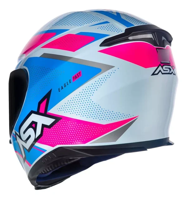 CAPACETE ASX EAGLE FAST BRILHO BRANCO/ROSA/AZUL-58 - Imagem 6