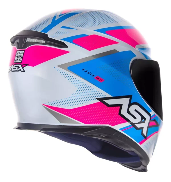 CAPACETE ASX EAGLE FAST BRILHO BRANCO/ROSA/AZUL-58 - Imagem 4