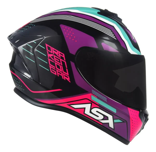 CAPACETE ASX DRAKEN COUGAR BRILHO PRETO/PINK/TIFFANY -56 - Imagem 6