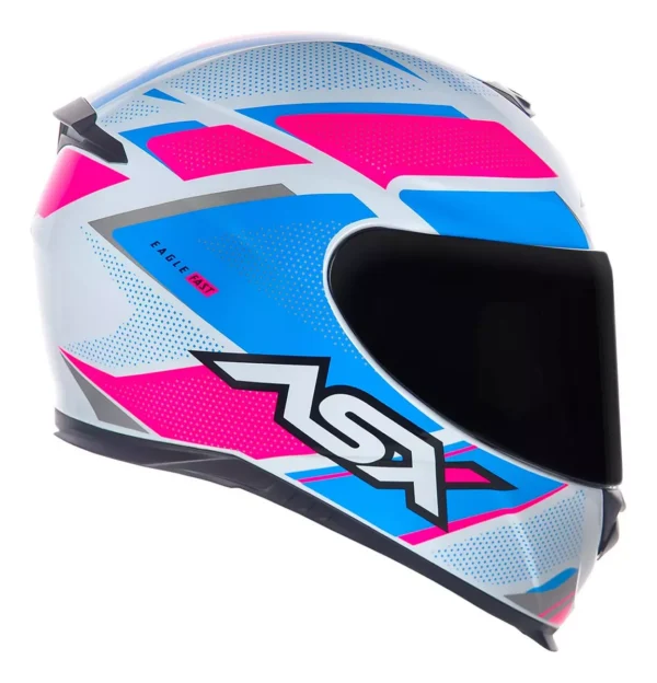 CAPACETE ASX EAGLE FAST BRILHO BRANCO/ROSA/AZUL-58 - Imagem 3