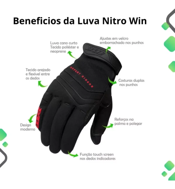 LUVA NITRO WIN X11 PRETO - Imagem 2