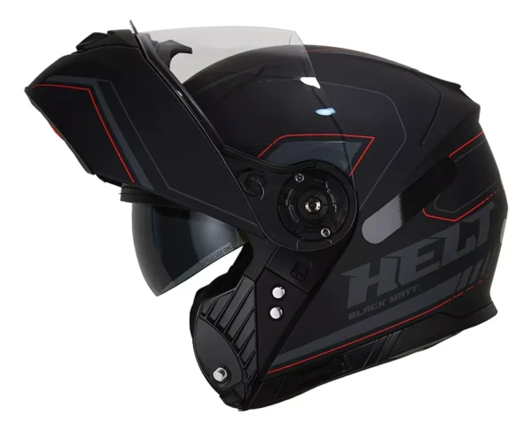 CAPACETE HIPPO GLASS PRETO FOSCO / VERMELHO COM OCULOS -58 - Imagem 2