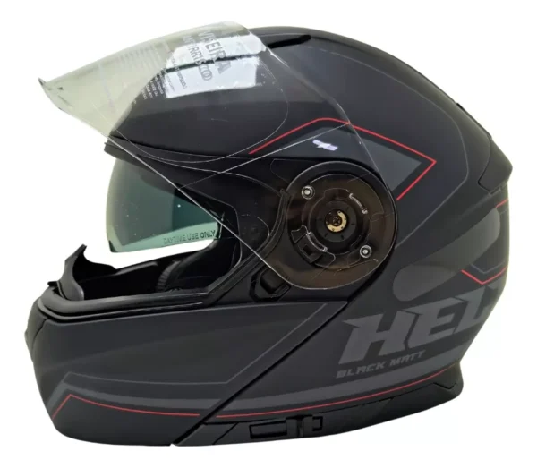 CAPACETE HIPPO GLASS PRETO FOSCO / VERMELHO COM OCULOS -58 - Imagem 3